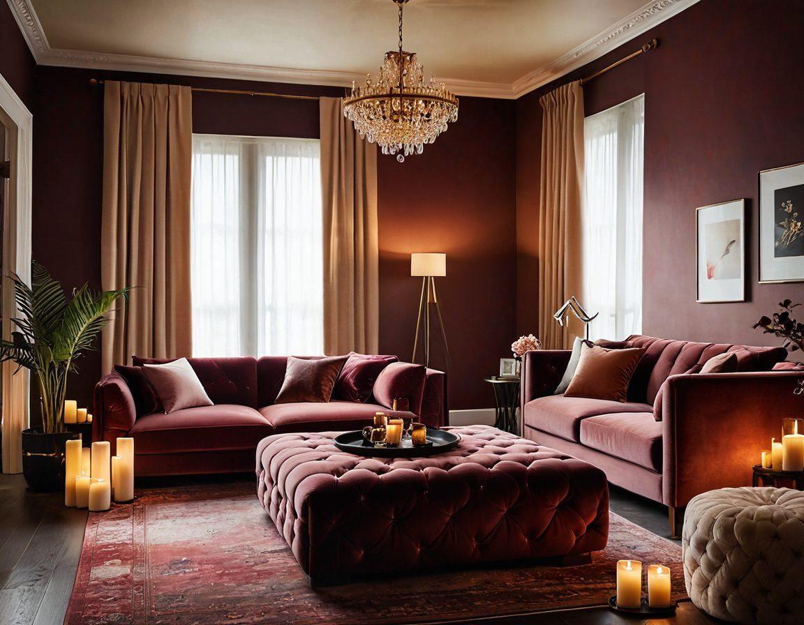 A vibrant and artistic representation of a cozy, intimate setting showcasing soft lighting, plush textures, and elegant decor that invites relaxation. Incorporate subtle hints of adult entertainment elements, like playful silhouettes or tasteful patterns, blended harmoniously into the background. Capture a sense of warmth, joy, and sensuality, emphasizing personal connections and pleasure. The aim is to reflect the aesthetic beauty of adult entertainment while maintaining an uplifting and inclusive vibe. super-realistic. warm colors. elegant atmosphere.